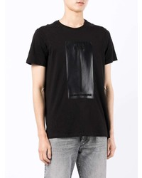 schwarzes bedrucktes T-Shirt mit einem Rundhalsausschnitt von Armani Exchange