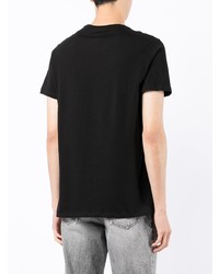 schwarzes bedrucktes T-Shirt mit einem Rundhalsausschnitt von Armani Exchange