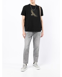 schwarzes bedrucktes T-Shirt mit einem Rundhalsausschnitt von Armani Exchange