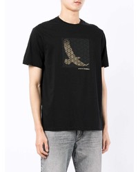 schwarzes bedrucktes T-Shirt mit einem Rundhalsausschnitt von Armani Exchange