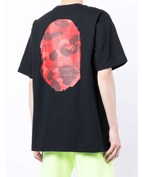 schwarzes bedrucktes T-Shirt mit einem Rundhalsausschnitt von A Bathing Ape