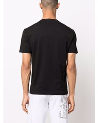 schwarzes bedrucktes T-Shirt mit einem Rundhalsausschnitt von Ea7 Emporio Armani