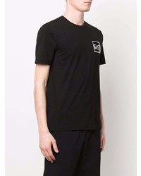 schwarzes bedrucktes T-Shirt mit einem Rundhalsausschnitt von Ea7 Emporio Armani