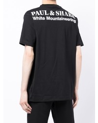 schwarzes bedrucktes T-Shirt mit einem Rundhalsausschnitt von White Mountaineering