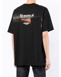 schwarzes bedrucktes T-Shirt mit einem Rundhalsausschnitt von Izzue