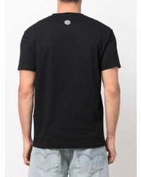 schwarzes bedrucktes T-Shirt mit einem Rundhalsausschnitt von Stone Island