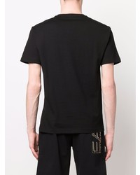 schwarzes bedrucktes T-Shirt mit einem Rundhalsausschnitt von Ea7 Emporio Armani