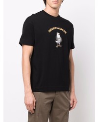 schwarzes bedrucktes T-Shirt mit einem Rundhalsausschnitt von Emporio Armani