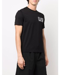 schwarzes bedrucktes T-Shirt mit einem Rundhalsausschnitt von Ea7 Emporio Armani