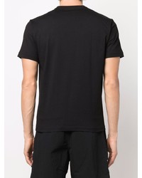 schwarzes bedrucktes T-Shirt mit einem Rundhalsausschnitt von Ea7 Emporio Armani