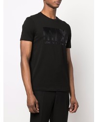 schwarzes bedrucktes T-Shirt mit einem Rundhalsausschnitt von Armani Exchange