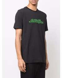 schwarzes bedrucktes T-Shirt mit einem Rundhalsausschnitt von Automobili Lamborghini