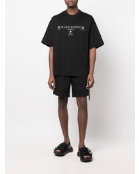 schwarzes bedrucktes T-Shirt mit einem Rundhalsausschnitt von Mastermind Japan