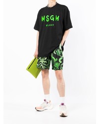 schwarzes bedrucktes T-Shirt mit einem Rundhalsausschnitt von MSGM