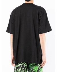 schwarzes bedrucktes T-Shirt mit einem Rundhalsausschnitt von MSGM