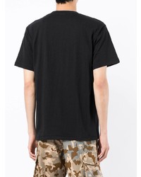 schwarzes bedrucktes T-Shirt mit einem Rundhalsausschnitt von A Bathing Ape