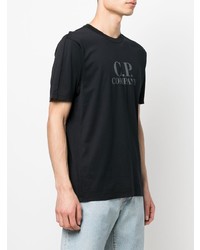 schwarzes bedrucktes T-Shirt mit einem Rundhalsausschnitt von C.P. Company