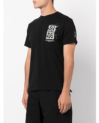 schwarzes bedrucktes T-Shirt mit einem Rundhalsausschnitt von Engineered Garments