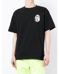 schwarzes bedrucktes T-Shirt mit einem Rundhalsausschnitt von A Bathing Ape