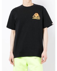 schwarzes bedrucktes T-Shirt mit einem Rundhalsausschnitt von A Bathing Ape