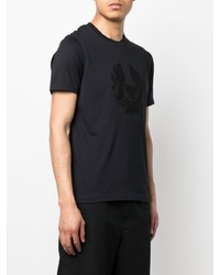 schwarzes bedrucktes T-Shirt mit einem Rundhalsausschnitt von Belstaff