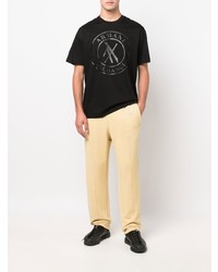 schwarzes bedrucktes T-Shirt mit einem Rundhalsausschnitt von Armani Exchange