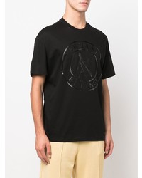 schwarzes bedrucktes T-Shirt mit einem Rundhalsausschnitt von Armani Exchange