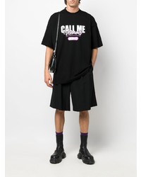 schwarzes bedrucktes T-Shirt mit einem Rundhalsausschnitt von Vetements