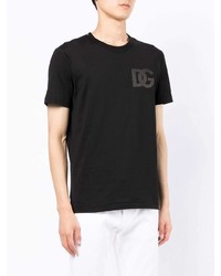 schwarzes bedrucktes T-Shirt mit einem Rundhalsausschnitt von Dolce & Gabbana