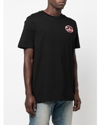 schwarzes bedrucktes T-Shirt mit einem Rundhalsausschnitt von Diesel