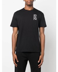 schwarzes bedrucktes T-Shirt mit einem Rundhalsausschnitt von Ea7 Emporio Armani