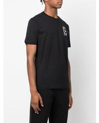 schwarzes bedrucktes T-Shirt mit einem Rundhalsausschnitt von Ea7 Emporio Armani