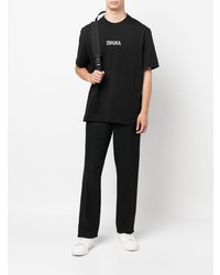 schwarzes bedrucktes T-Shirt mit einem Rundhalsausschnitt von Zegna