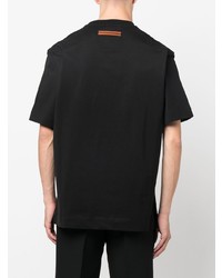 schwarzes bedrucktes T-Shirt mit einem Rundhalsausschnitt von Zegna