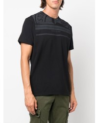 schwarzes bedrucktes T-Shirt mit einem Rundhalsausschnitt von Stone Island