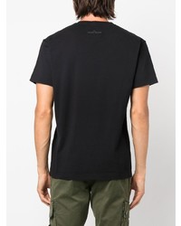 schwarzes bedrucktes T-Shirt mit einem Rundhalsausschnitt von Stone Island