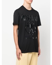 schwarzes bedrucktes T-Shirt mit einem Rundhalsausschnitt von Moschino