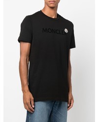 schwarzes bedrucktes T-Shirt mit einem Rundhalsausschnitt von Moncler