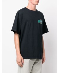 schwarzes bedrucktes T-Shirt mit einem Rundhalsausschnitt von Rhude