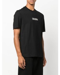 schwarzes bedrucktes T-Shirt mit einem Rundhalsausschnitt von Zegna