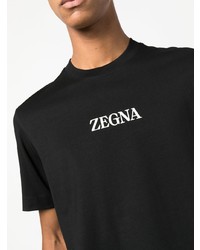 schwarzes bedrucktes T-Shirt mit einem Rundhalsausschnitt von Zegna