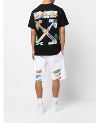 schwarzes bedrucktes T-Shirt mit einem Rundhalsausschnitt von Off-White