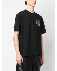 schwarzes bedrucktes T-Shirt mit einem Rundhalsausschnitt von Just Cavalli