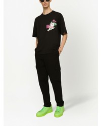 schwarzes bedrucktes T-Shirt mit einem Rundhalsausschnitt von Dolce & Gabbana