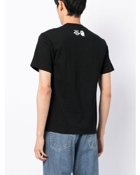 schwarzes bedrucktes T-Shirt mit einem Rundhalsausschnitt von A Bathing Ape