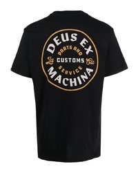 schwarzes bedrucktes T-Shirt mit einem Rundhalsausschnitt von Deus Ex Machina