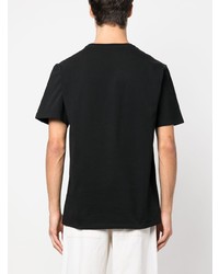 schwarzes bedrucktes T-Shirt mit einem Rundhalsausschnitt von MAISON KITSUNÉ