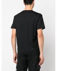 schwarzes bedrucktes T-Shirt mit einem Rundhalsausschnitt von Stone Island