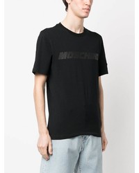 schwarzes bedrucktes T-Shirt mit einem Rundhalsausschnitt von Moschino