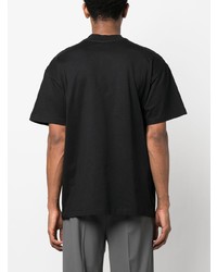 schwarzes bedrucktes T-Shirt mit einem Rundhalsausschnitt von MSGM